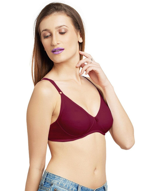 Lovable Maroon and White Non Padded Wirefree Bra Pack of 2 - ULTRA-MAROON/WHITE