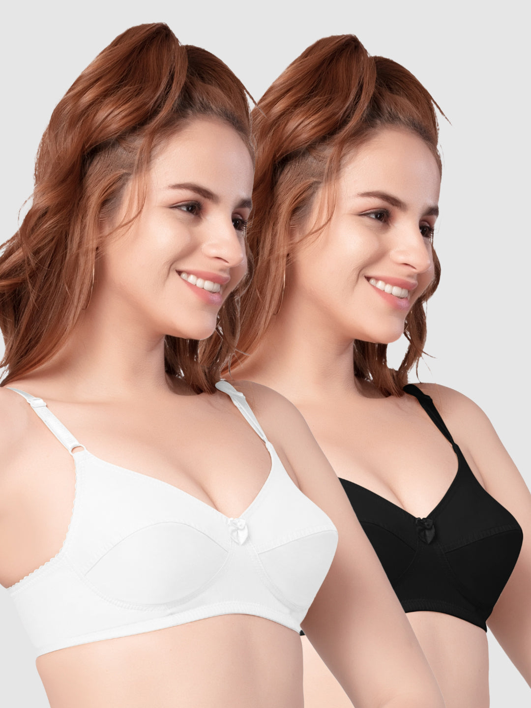 Daisy Dee Black and White Non Padded Non Wired Full Coverage Bra Pack of 2 - NMELN-BLACK/WHITE