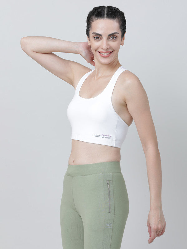 Lovable White Padded Non Wired Full Coverage Sports Bra - Mantra Platina - WH