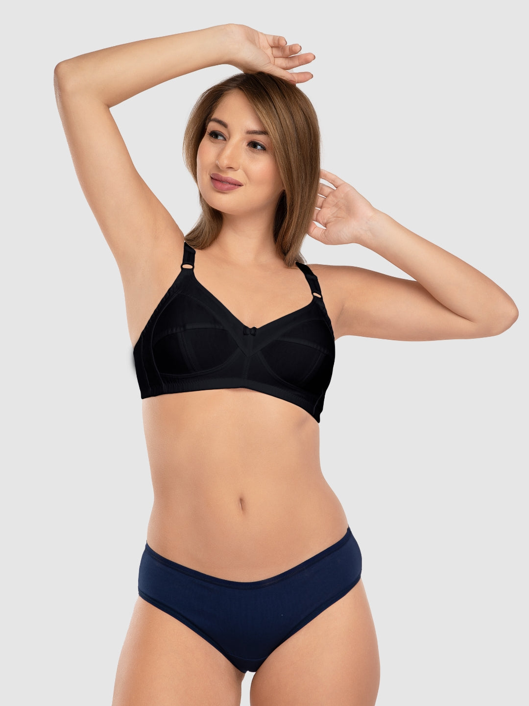 Daisy Dee Black and D. Maroon Non Padded Non Wired Full Coverage Bra Pack of 2 - NSHPU-2PK-BLACK/D. MAROON