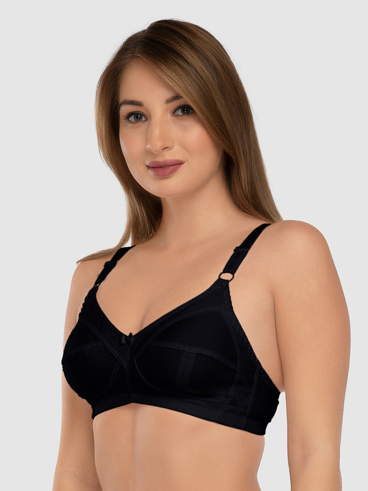 Daisy Dee Black and D. Maroon Non Padded Non Wired Full Coverage Bra Pack of 2 - NSHPU-2PK-BLACK/D. MAROON