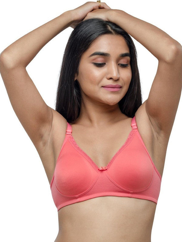 Lovable Coral Pink Padded Non Wired Full Coverage Bra INVISI Seamless_C/Pink-Lovable India