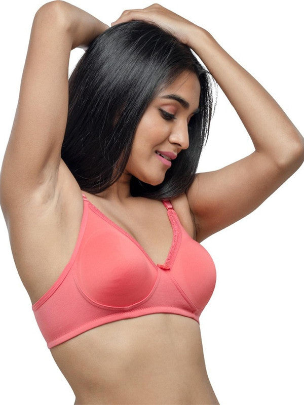 Lovable Coral Pink Padded Non Wired Full Coverage Bra INVISI Seamless_C/Pink-Lovable India