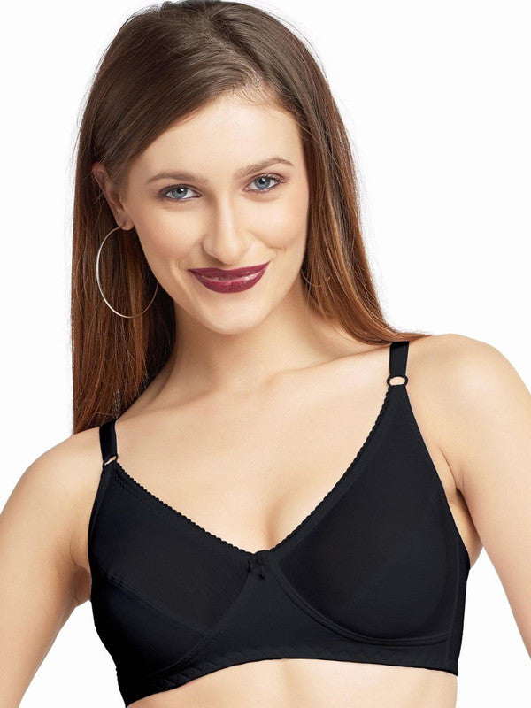 Lovable Black Non Padded Non Wired Full Coverage Bra STRETCH-X-BLACK-Lovable India