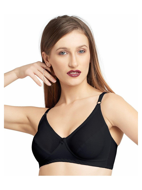 Lovable Black Non Padded Non Wired Full Coverage Bra STRETCH-X-BLACK-Lovable India