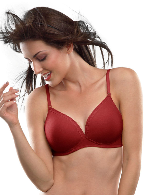 Lovable Maroon Lightly Padded Non Wired Full Coverage T-Shirt Bra CONFI-41-Maroon