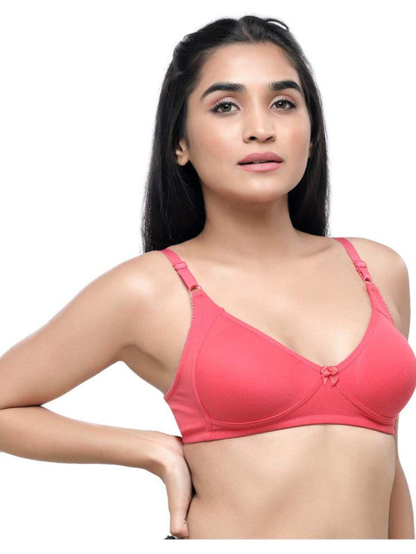 Lovable Coral Pink Non Padded Non Wired Full Coverage Bra Contours_C Pink-Lovable India