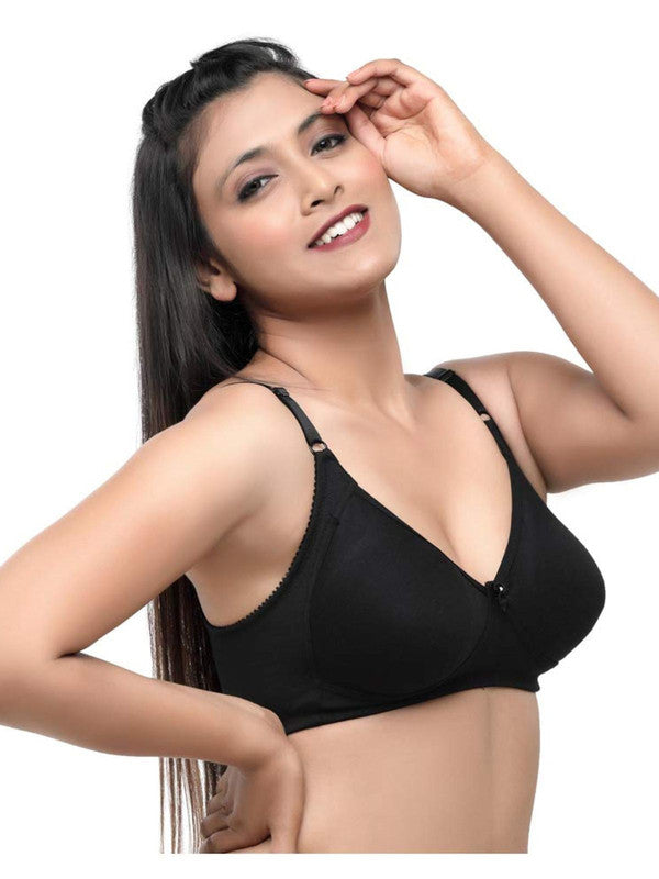 Lovable Black Non Padded Non Wired Full Coverage Bra Contours_BLACK