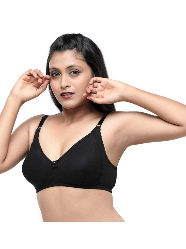 Lovable Black Non Padded Non Wired Full Coverage Bra Contours_BLACK-Lovable India