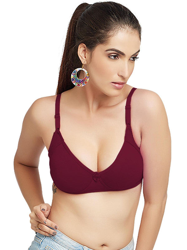 Lovable Dark Maroon Non Padded Non Wired Full Coverage Bra Contours_D Maroon-Lovable India