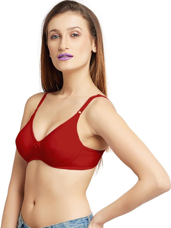 Lovable Dark Red Non Padded Non Wired Full Coverage Bra ULTRA-Dark Red-Lovable India