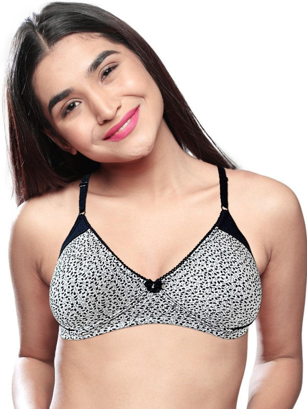 Lovable Cream-Navy Blue Non Padded Non Wired Full Coverage Bra LE-223_Cream-Navy Blue-Lovable India