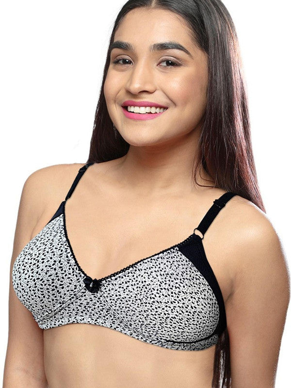 Lovable Cream-Navy Blue Non Padded Non Wired Full Coverage Bra LE-223_Cream-Navy Blue-Lovable India