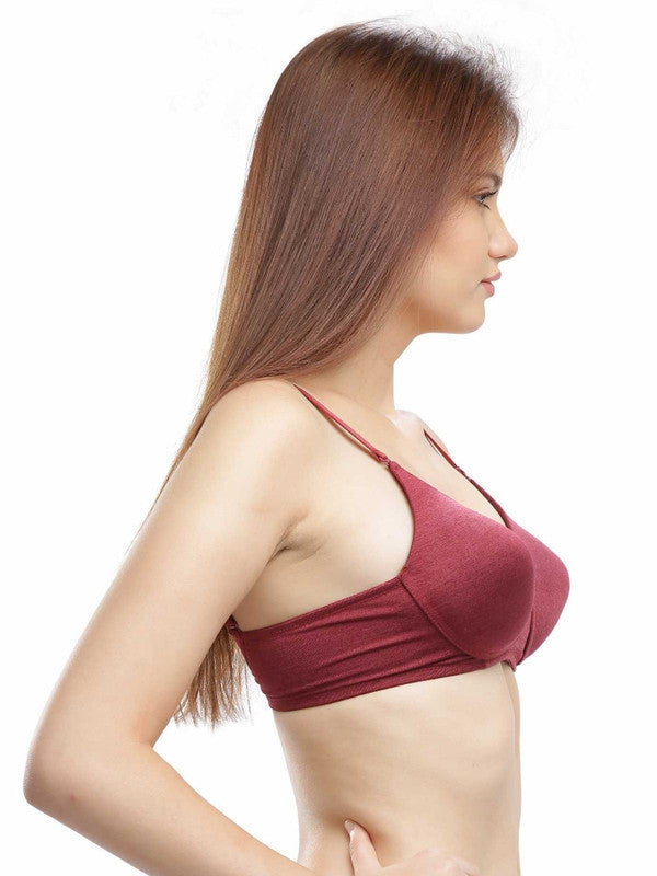 Lovable Maroon Padded Non Wired Full Coverage Bra - CONFI-53