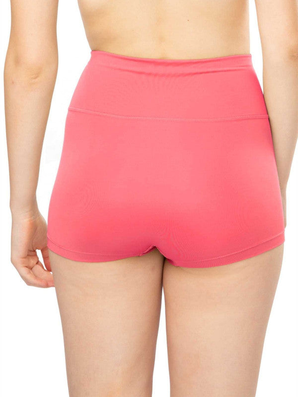 Women Coral-Pink Solid Boy Shorts Panty - WONDERKNICKER-Coral-Pink