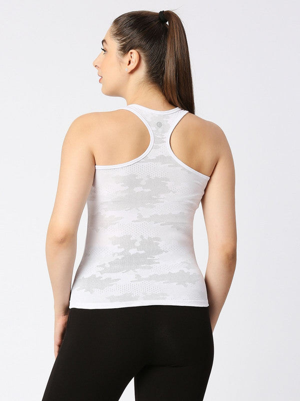 Women White Solid Top - Adventure Racer Back-WH