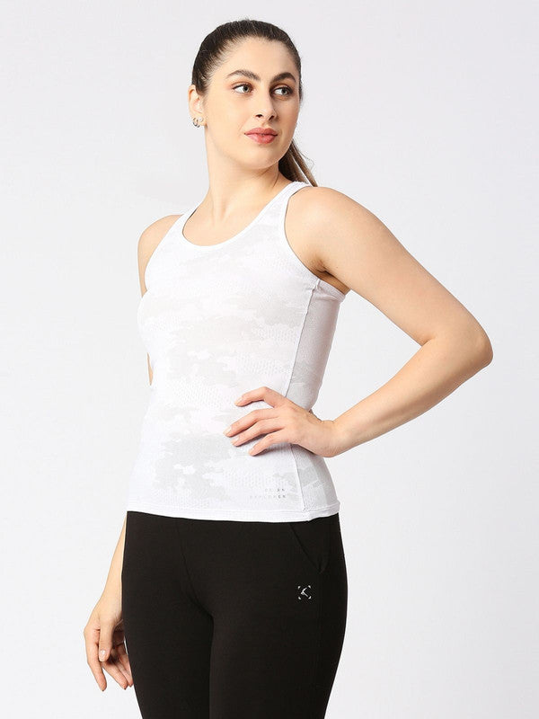 Women White Solid Top - Adventure Racer Back-WH