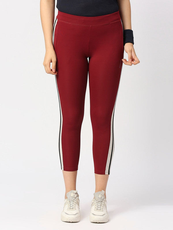 Women Maroon Solid Tights - BTR TRACK-MR-Lovable India