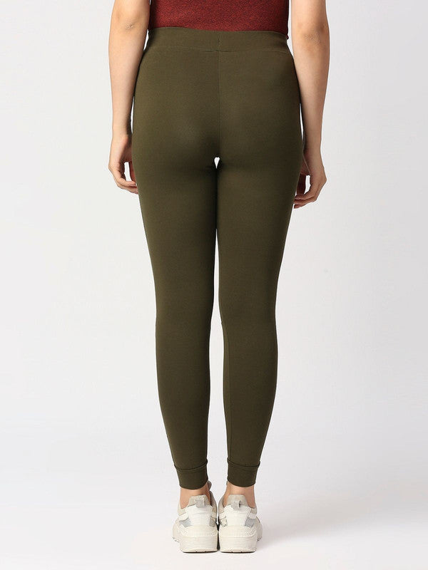Women Olive Solid Joggers - COMBAT WILD-OL-Lovable India