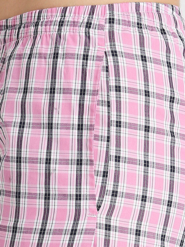 Women Pink Regular Fit Checkered Nightwear Pajama - FLEXI COMFORT-SQ-BP