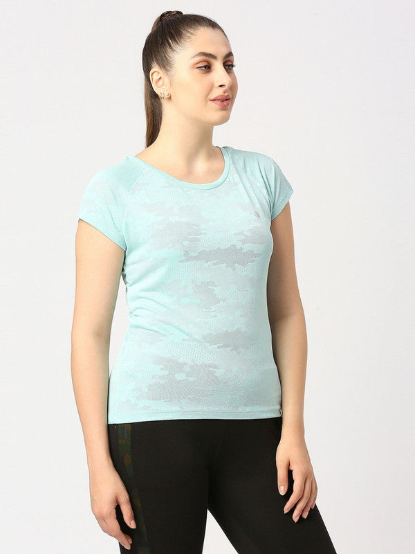 Women Aqua Green Solid Top - Inner Flow-AQ