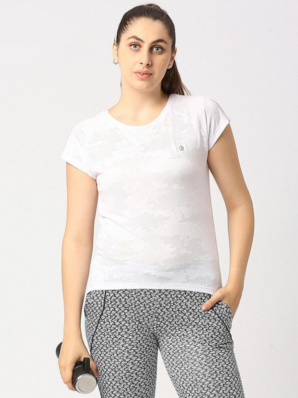 Women White Solid Top - Inner Flow-WH