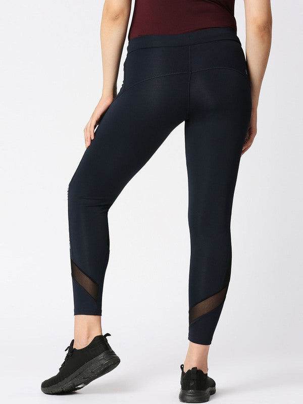 Women Navy Blue Solid Tights - RUN TIME TRACK-NB-Lovable India