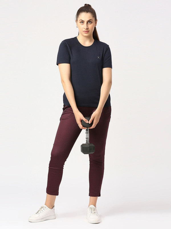 Women Navy Blue Solid Top - Rush Tee-C-NB