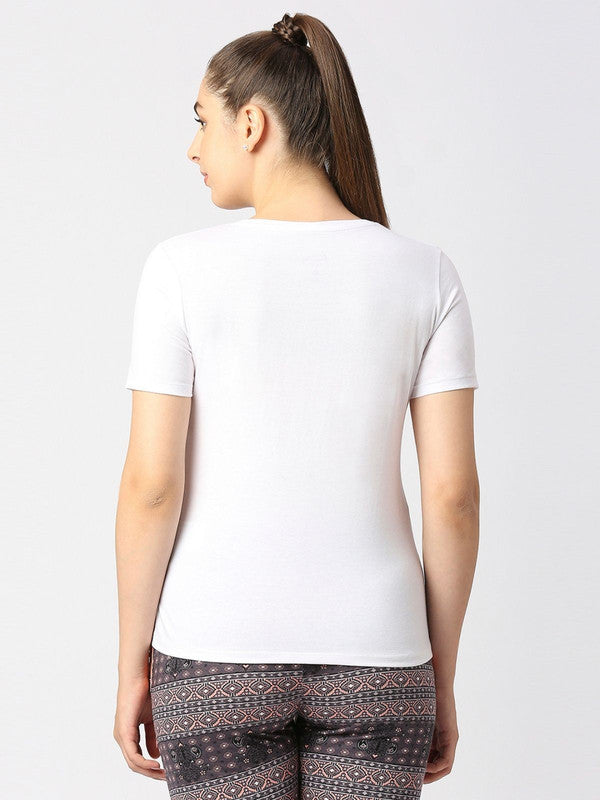 Women White Solid Top - Rush Tee-V-WH