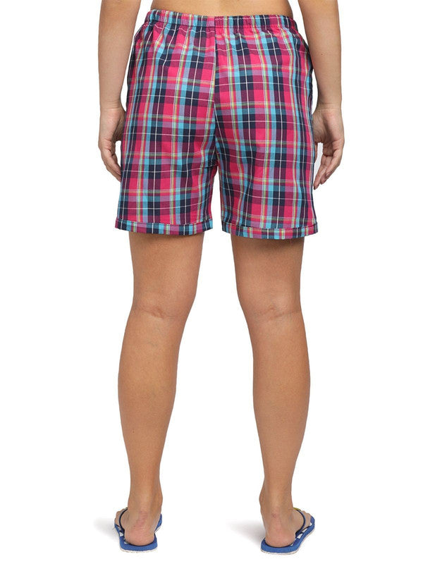 Women Assorted Regular Fit Checked Shorts (Pack of 2) - SPRINTO SHORTS-ASSORTED-Lovable India