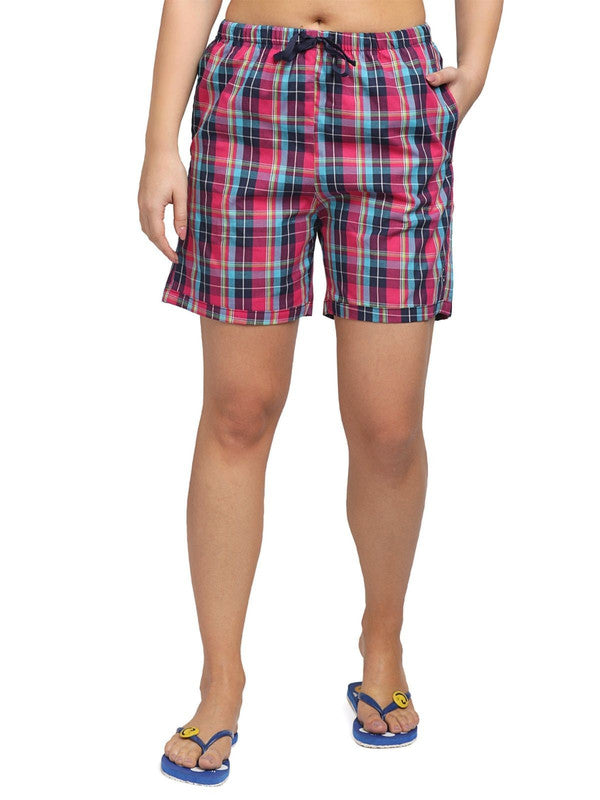 Women Assorted Regular Fit Checked Shorts (Pack of 2) - SPRINTO SHORTS-ASSORTED