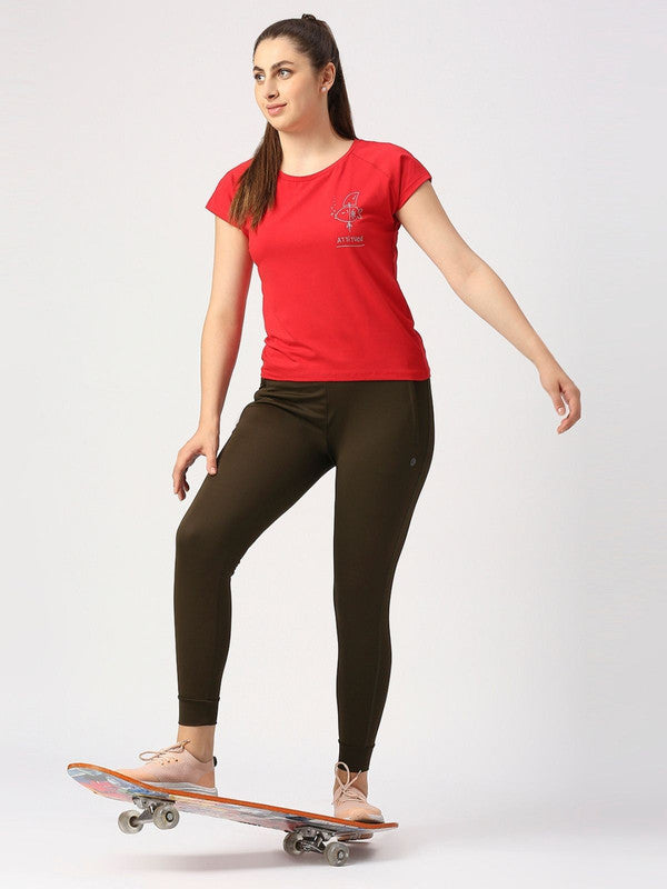 Women Red Solid Top - Space Tee-CR