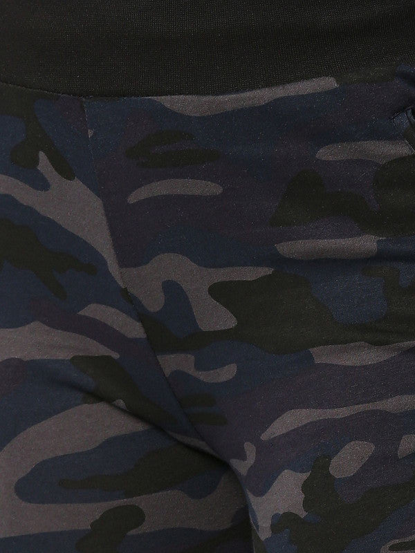 Women Camouflage Navy Printed Joggers - ZIP TRACK-CAMO-NY