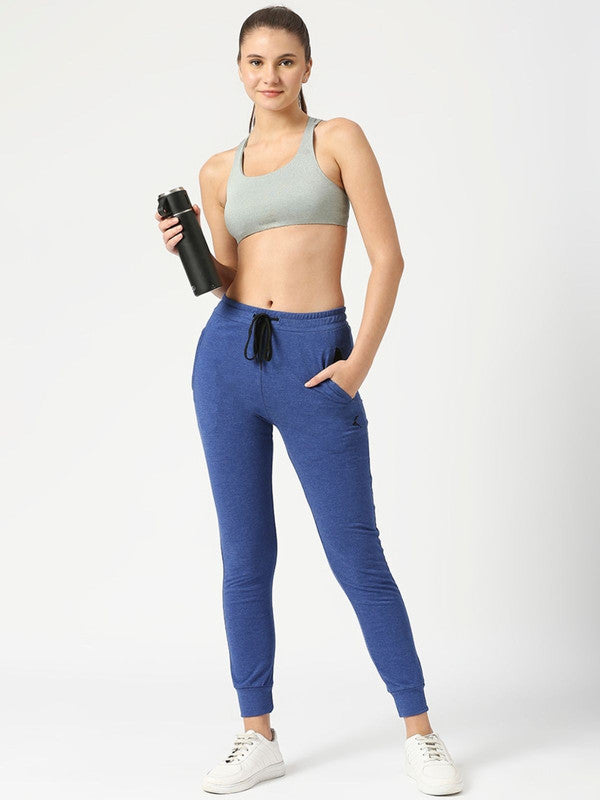 Women Ink Blue Solid Joggers - ZIP TRACK-IB-Lovable India